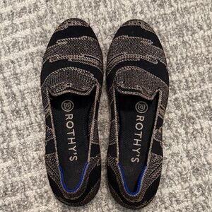 Rothy's Black and Brown Patterned Loafers